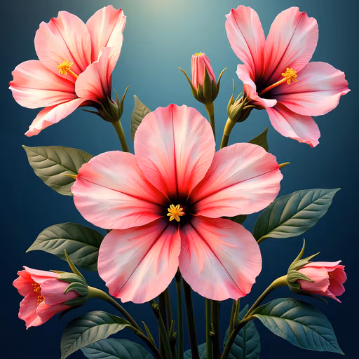 Pink Hibiscus Flowers Illustration