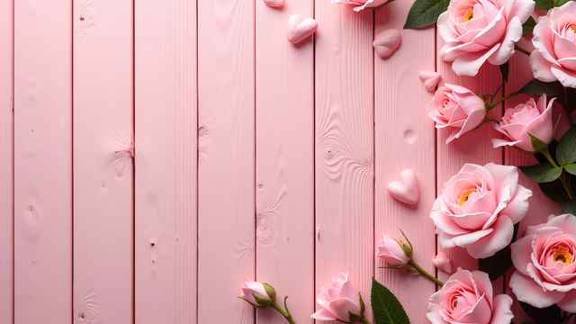 Pink Roses and Hearts Illustration