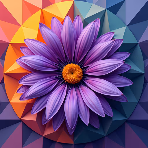 Purple Flower on Geometric Background