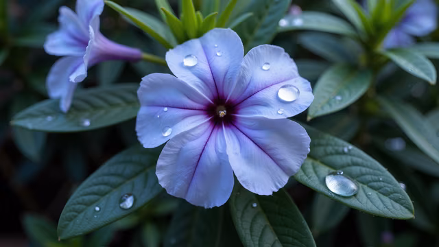 Purple Flower with Dew Drops