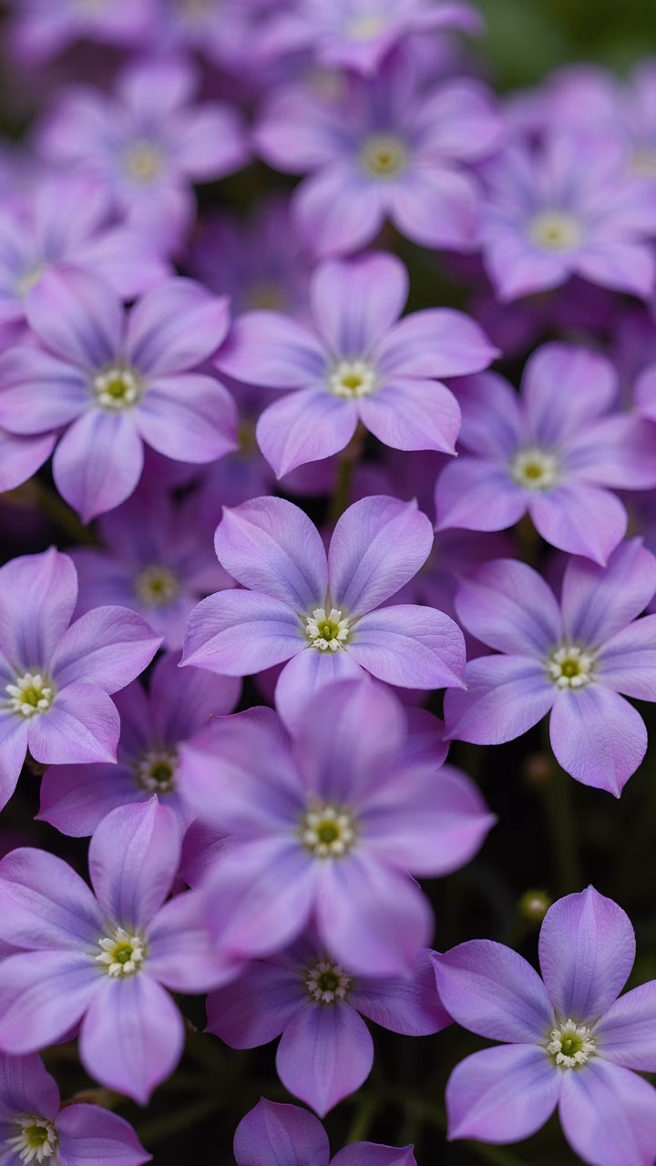 Delicate purple flowers with vibrant green centers, set against a soft, blurred background.