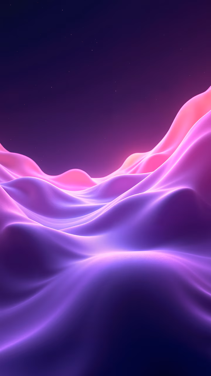 Smooth, flowing waves in shades of purple and pink create a serene and dreamy atmosphere.