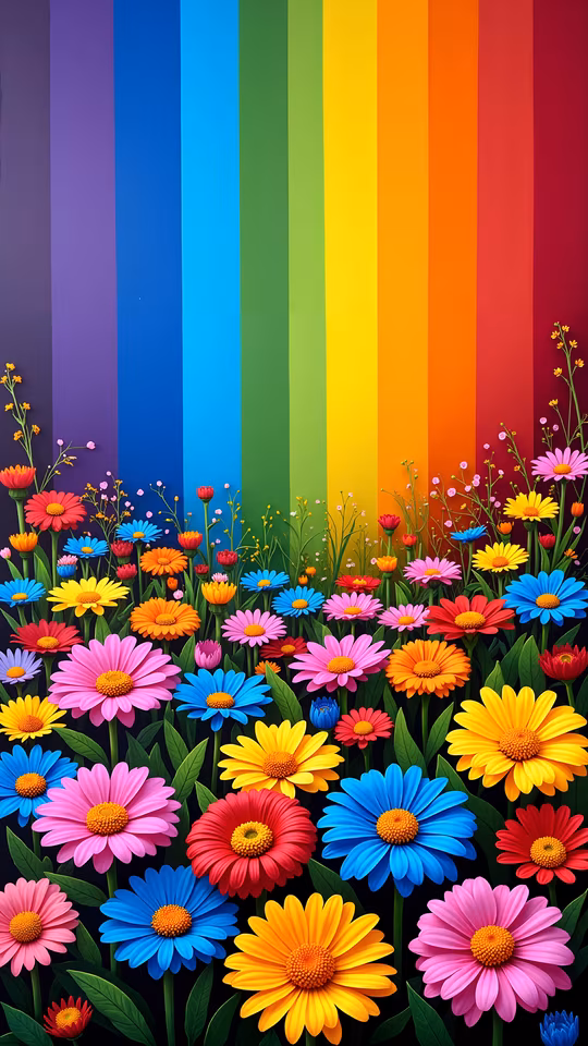 Rainbow Flowers Illustration