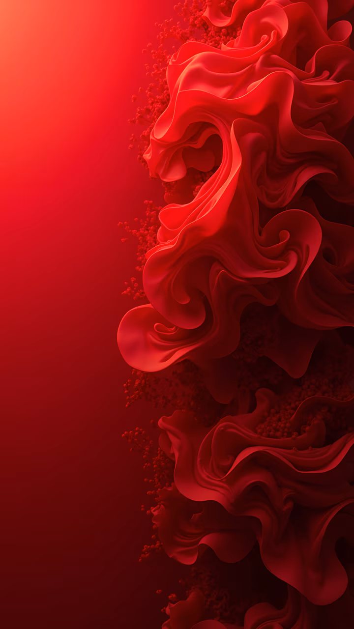 Abstract red waves illustration with intricate details and gradient background.