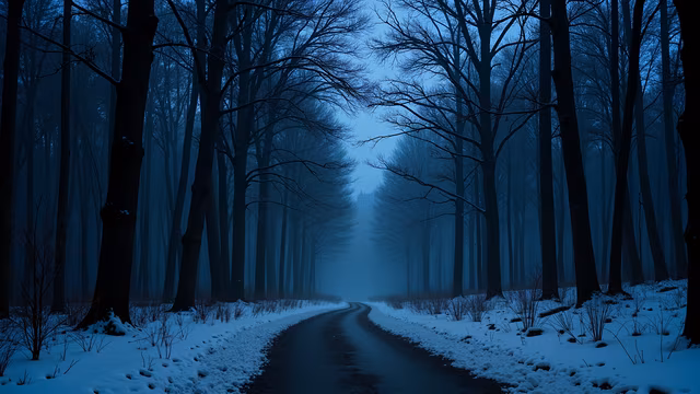 Snowy Forest Path