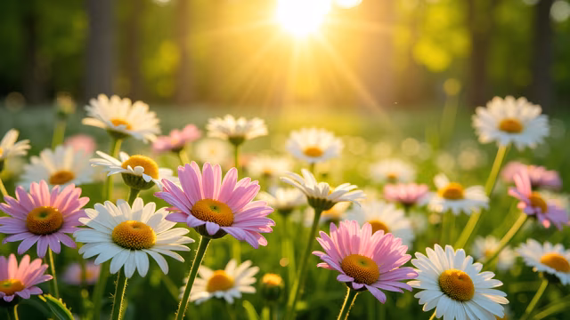 Sunlit Daisy Field