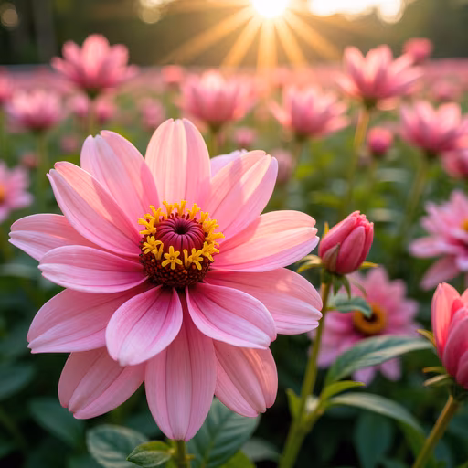 Sunlit Pink Dahlia