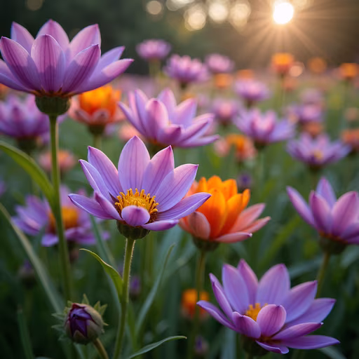 Sunlit Purple Flowers