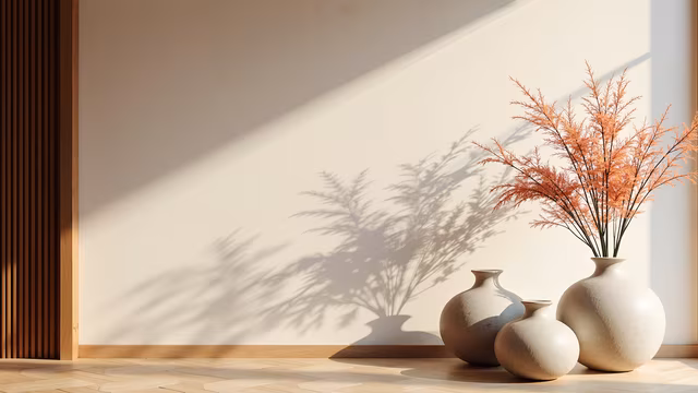 Sunlit Shadows and Ceramic Vases