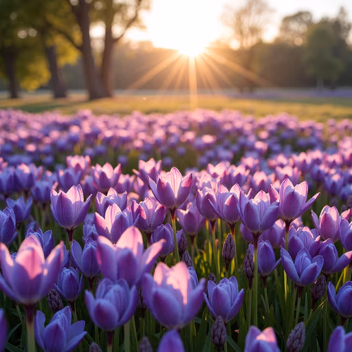Sunlit Tulip Field