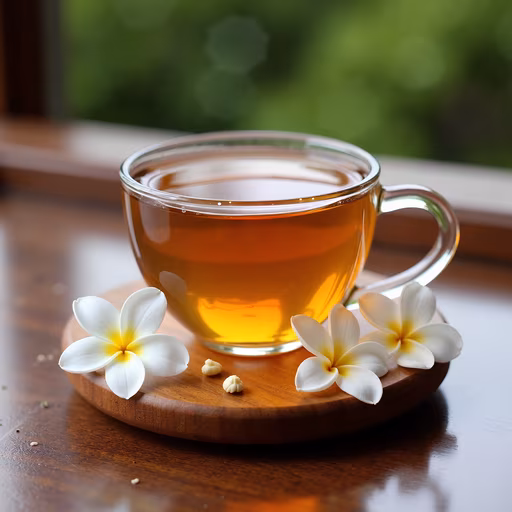 Tea Cup with Plumeria Flowers