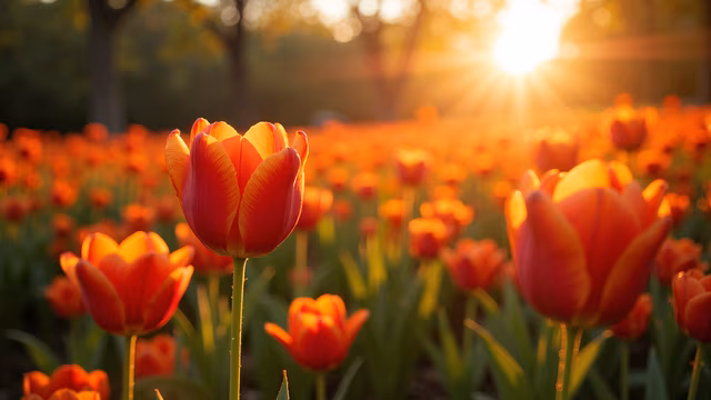 Tulip Field at Sunset