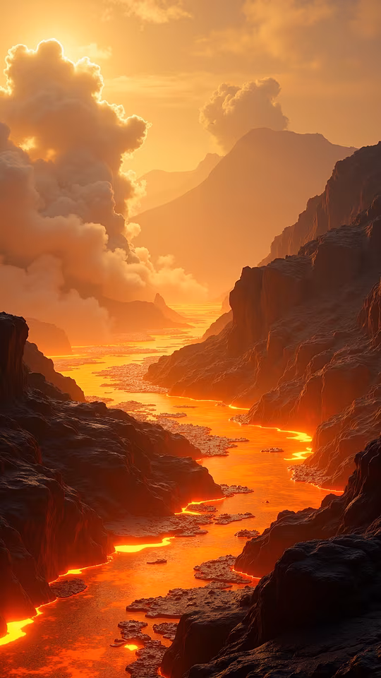 Volcanic Landscape Illustration