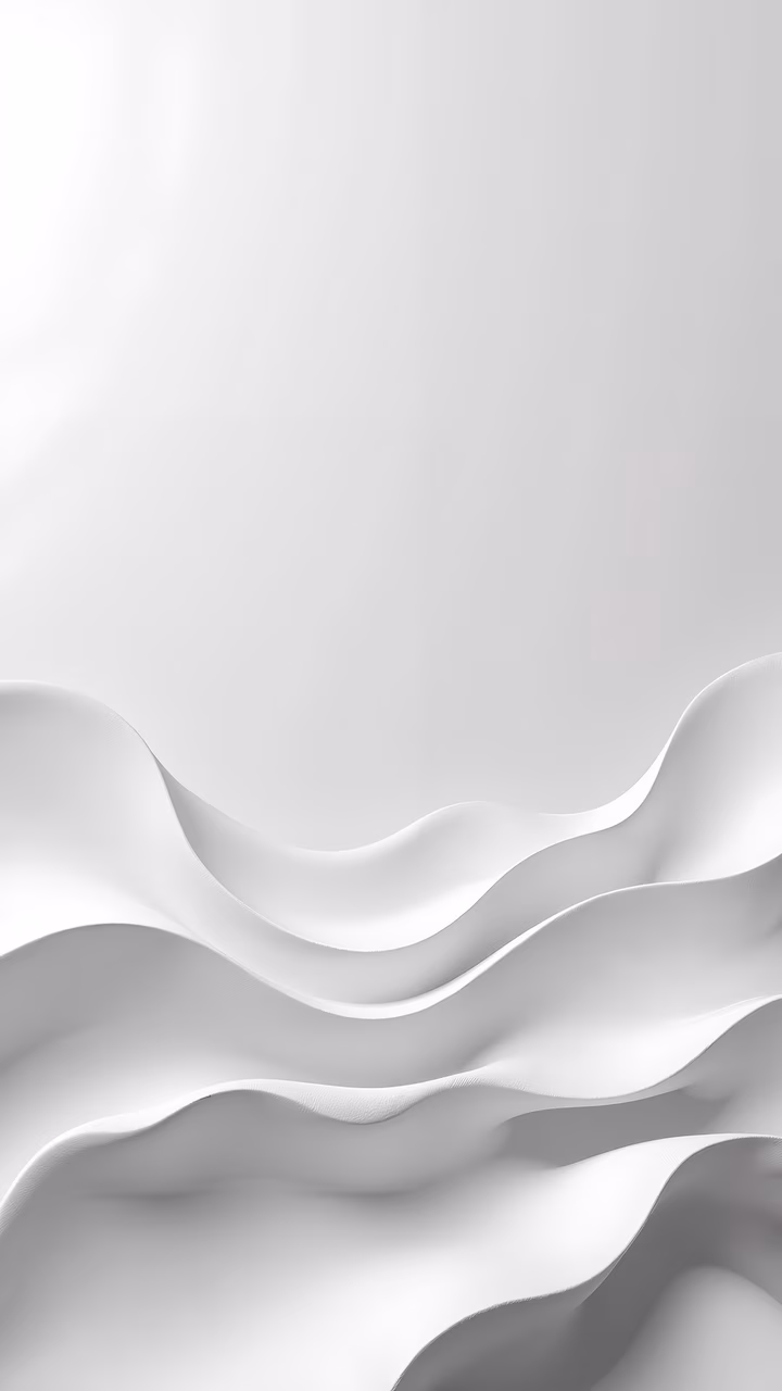 Smooth waves in shades of white and gray create a serene and minimalist abstract art piece.