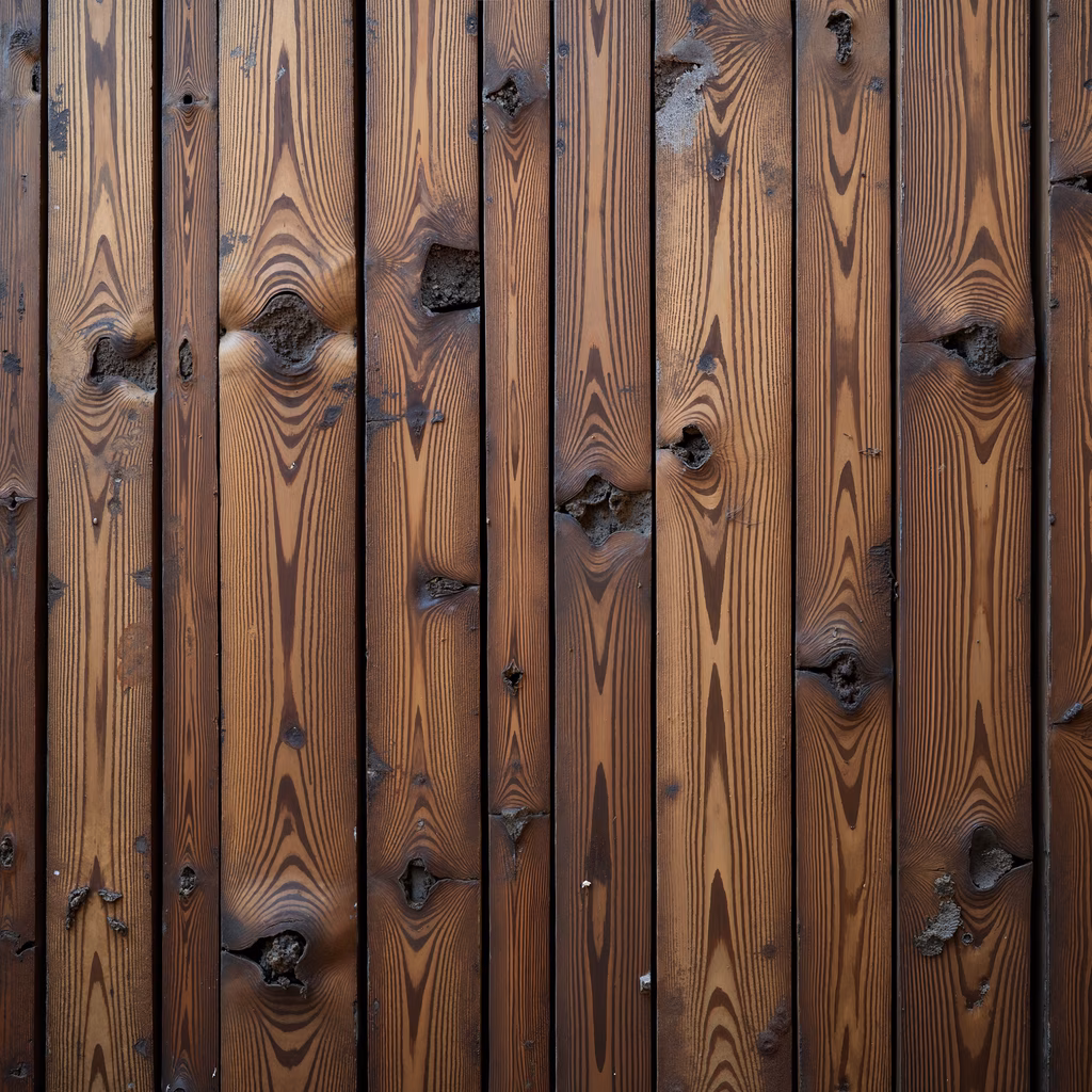 Close-up of wooden planks with detailed texture and warm tones, perfect for design elements or background textures.