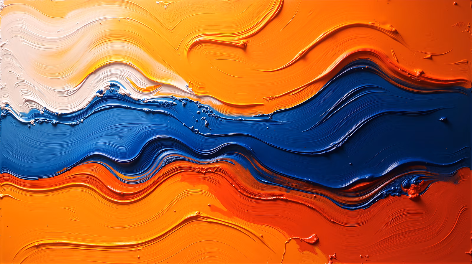 Vibrant abstract waves in bold colors, dynamic brushstrokes, artistic expression.