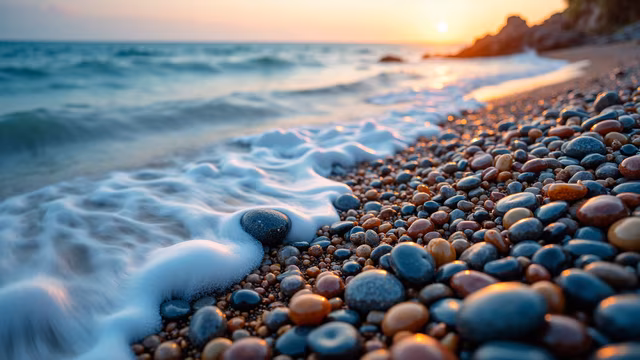 Beach Pebbles at Sunset