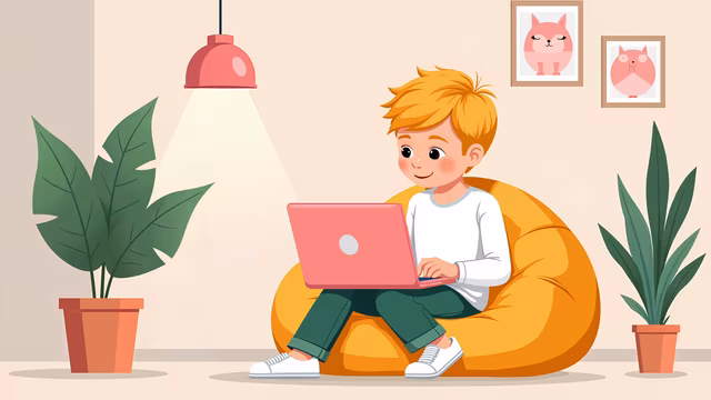 Boy Using Laptop