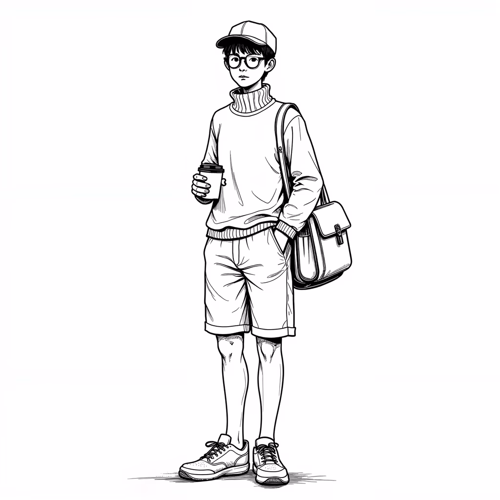 Casual streetwear fashion illustration featuring a relaxed urban look.