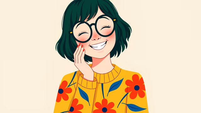 Cheerful Cartoon Girl