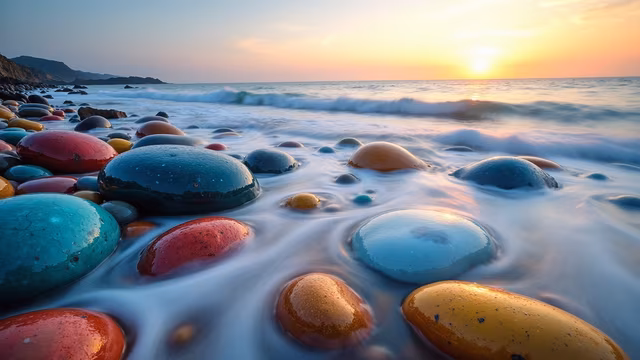Colorful Stones at Sunset