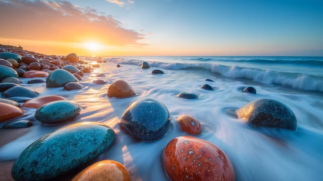 Colorful Stones at Sunset