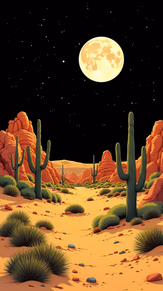 Desert Moonlight Illustration