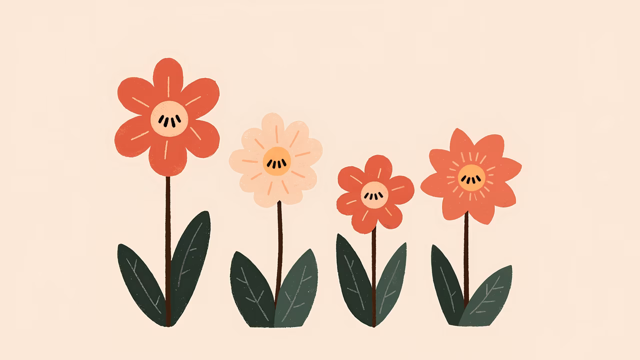 Brightly colored floral illustration with a cheerful spring vibe.