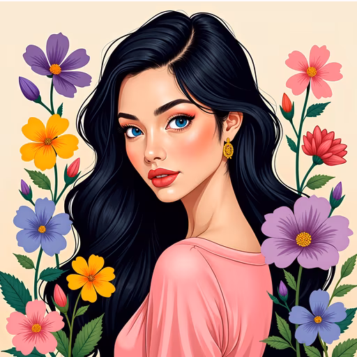 Floral Portrait Illustration