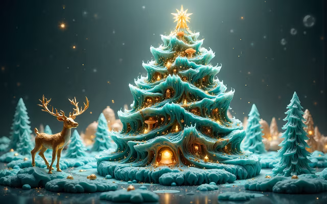 Frosty Christmas Tree Illustration