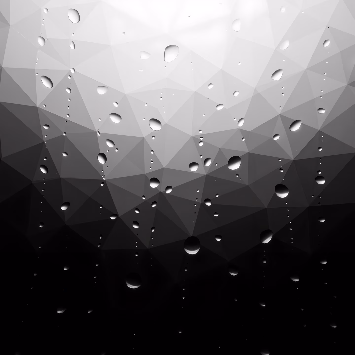 Geometric raindrops on a textured surface, evoking tranquility.