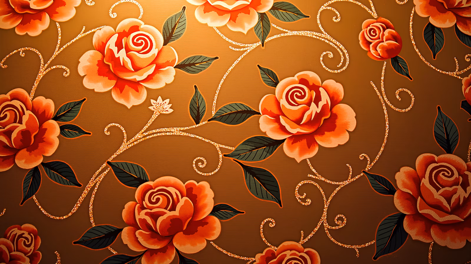 Elegant golden floral illustration with luxurious details and rich colors.