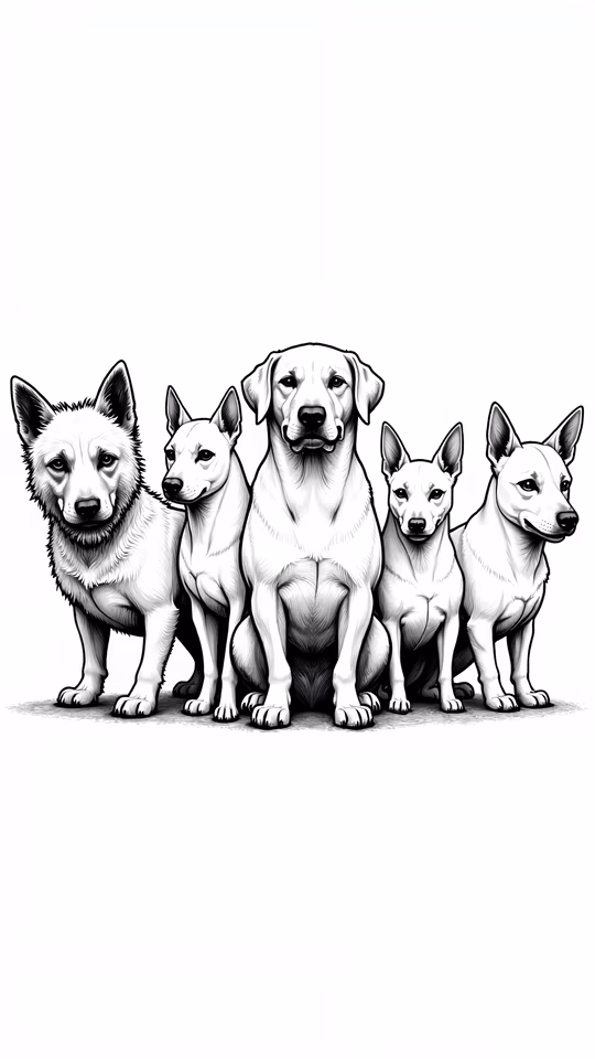 Group of Dogs Illustration