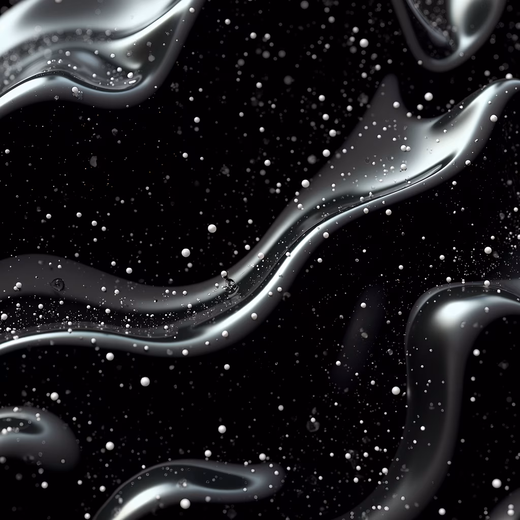 Mesmerizing abstract illustration of liquid forms against a black backdrop.