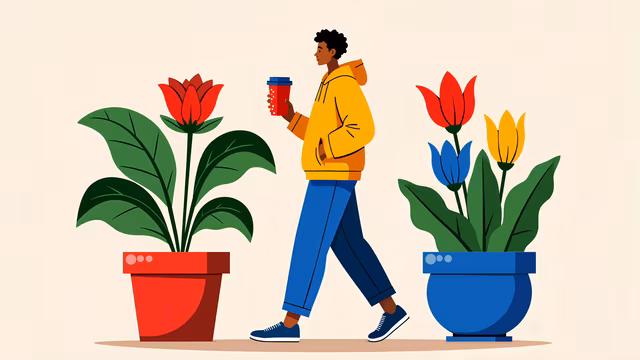 Man with Flowers Illustration