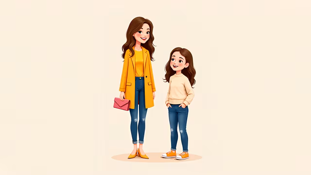 Mother and Daughter Illustration