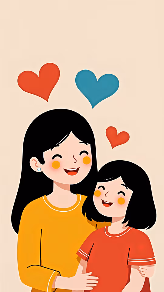 Mother and Daughter Illustration