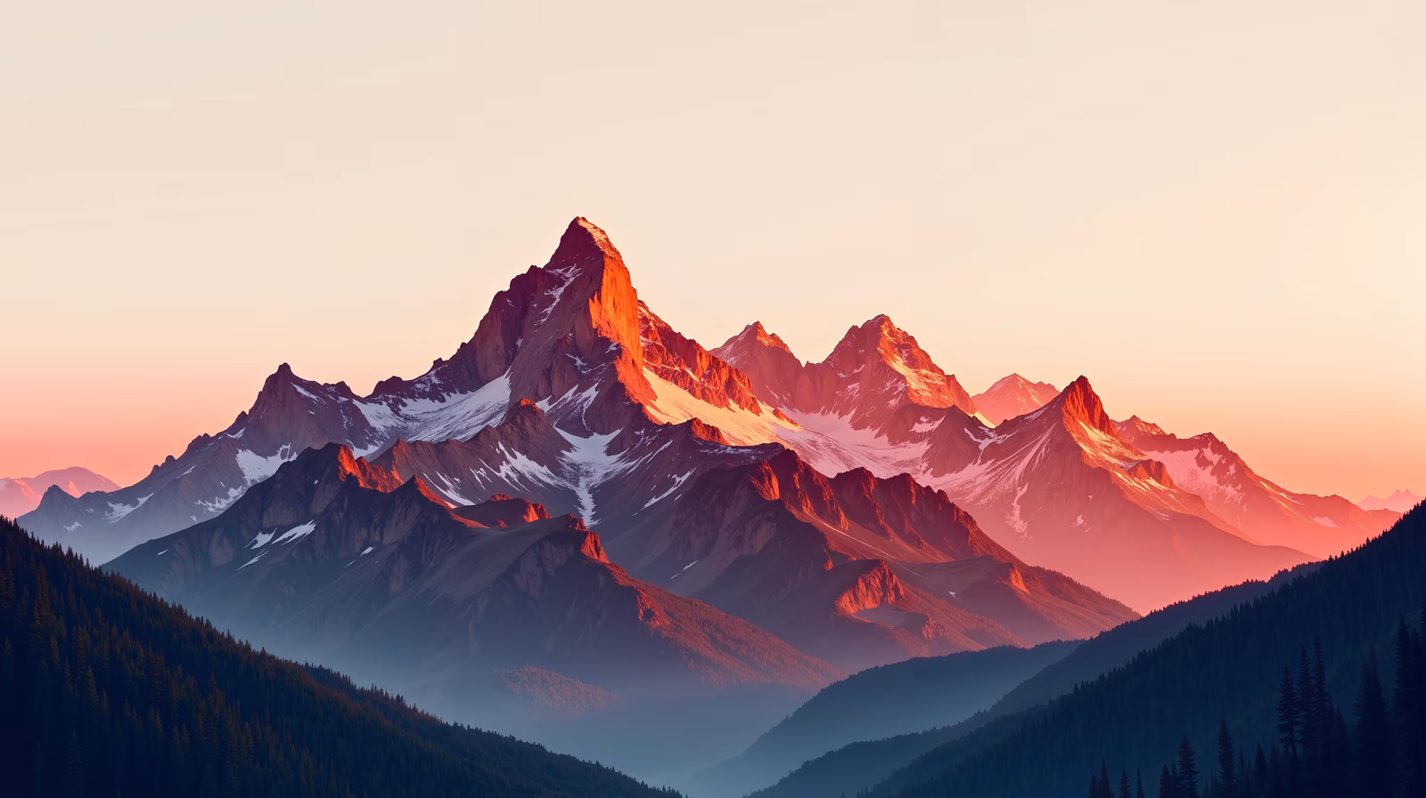 Epic mountain landscape at sunrise, serene and breathtaking.
