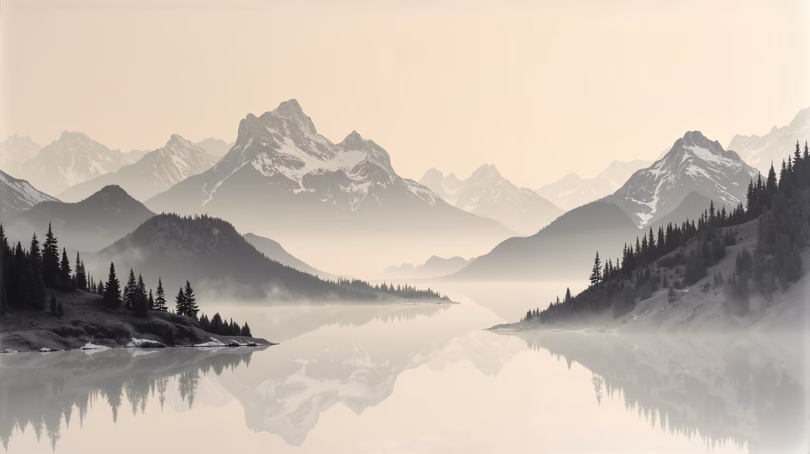 A peaceful mountain reflection captured in a serene landscape.