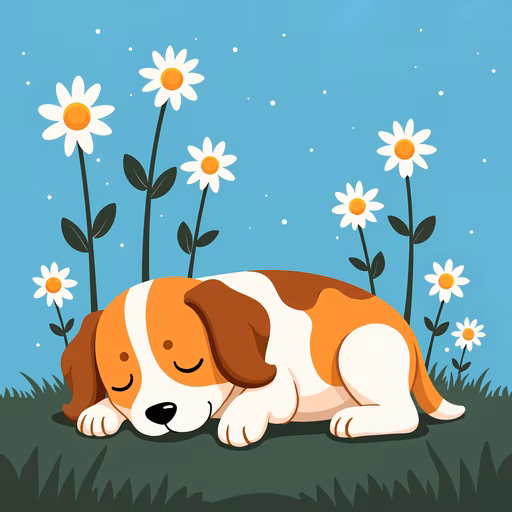 Sleeping Puppy Illustration
