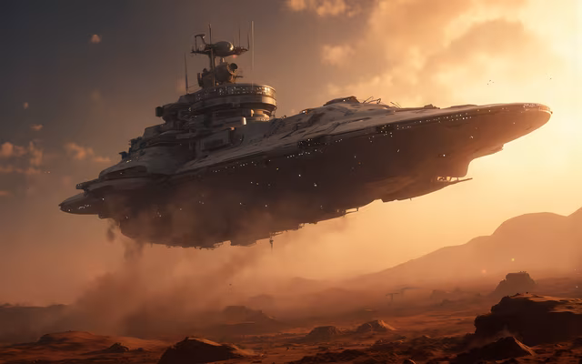 Spacecraft Over Mars