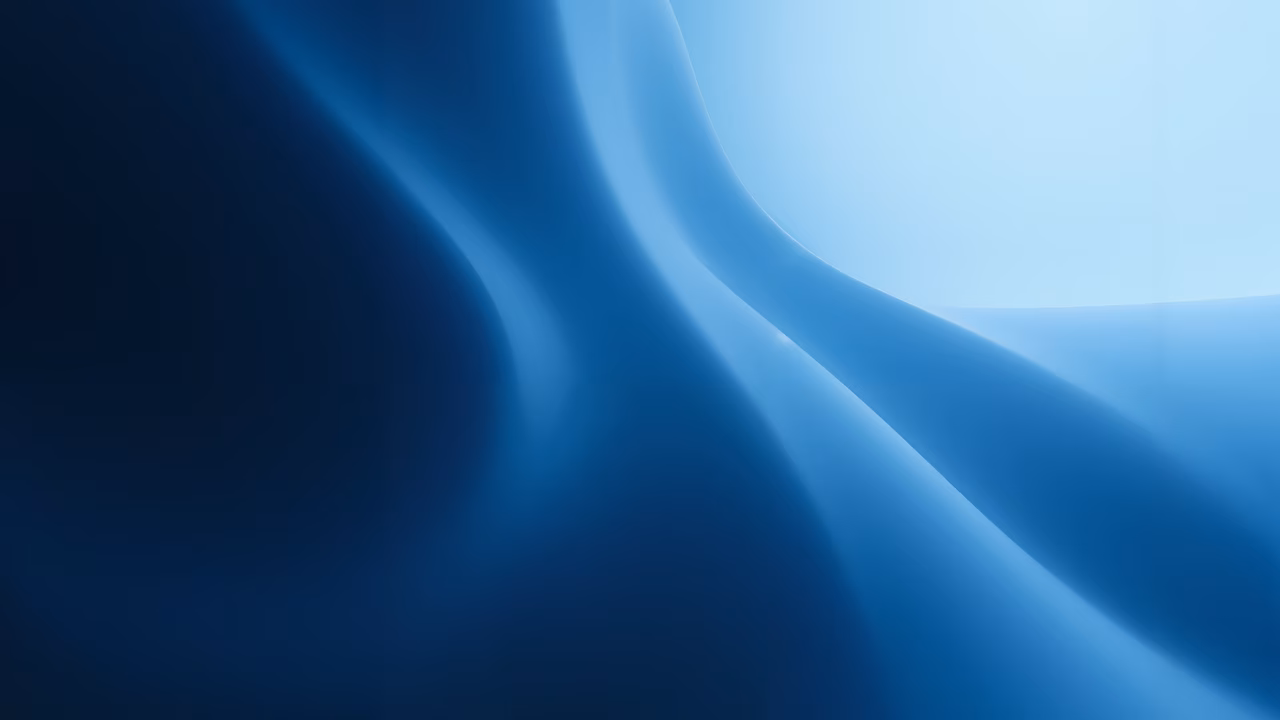 Minimalist abstract illustration featuring flowing blue waves.