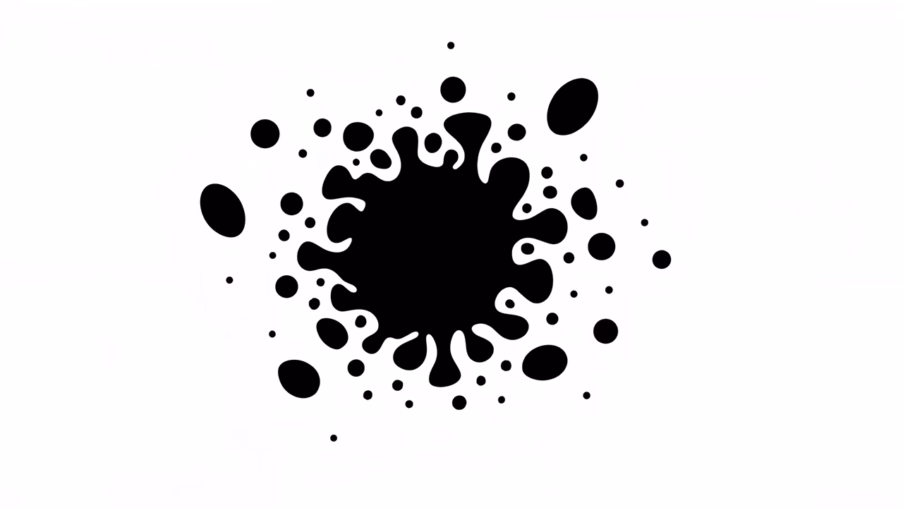 Dynamic ink splatter illustration on white background.