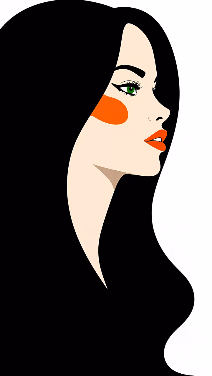 Minimalist abstract portrait with bold colors and smooth lines.