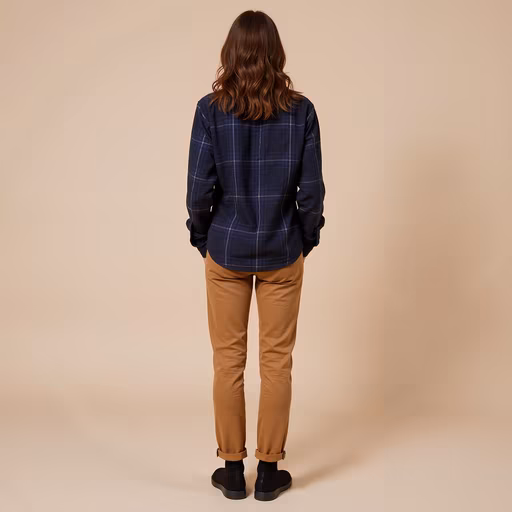 Back View of Person in Plaid Shirt