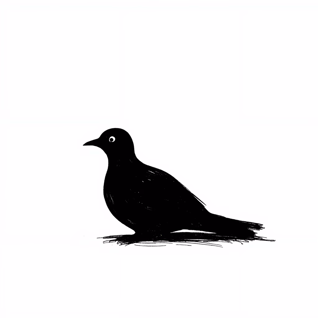 Minimalist black bird silhouette on white background