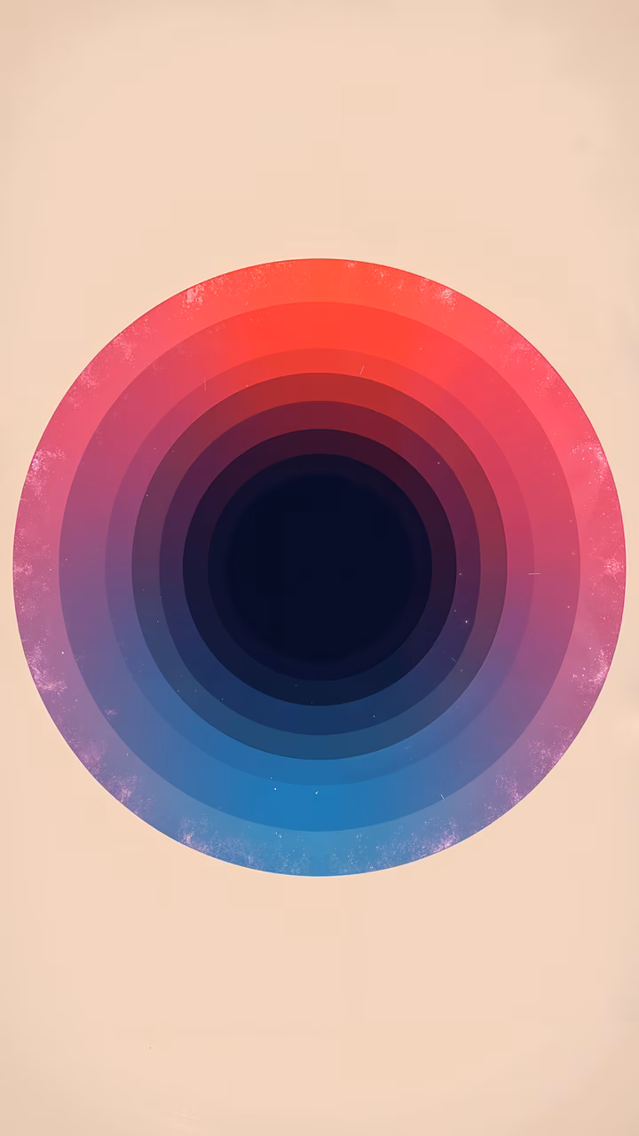 Concentric gradient circles on a beige background, evoking tranquility and wonder.