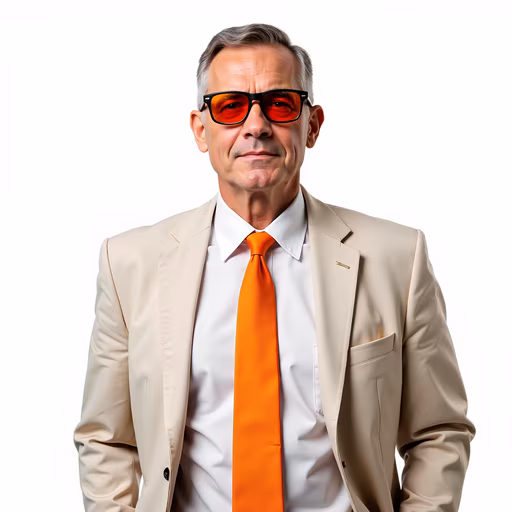 Confident Gentleman in Orange Tie