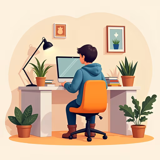 Cozy Home Office Illustration