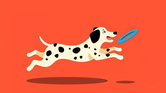 Dalmatian Fetching Frisbee